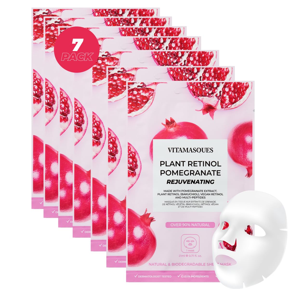 Vitamasques Korean Face Mask Set, 7-Pack Juicy Collection - Vitamasques