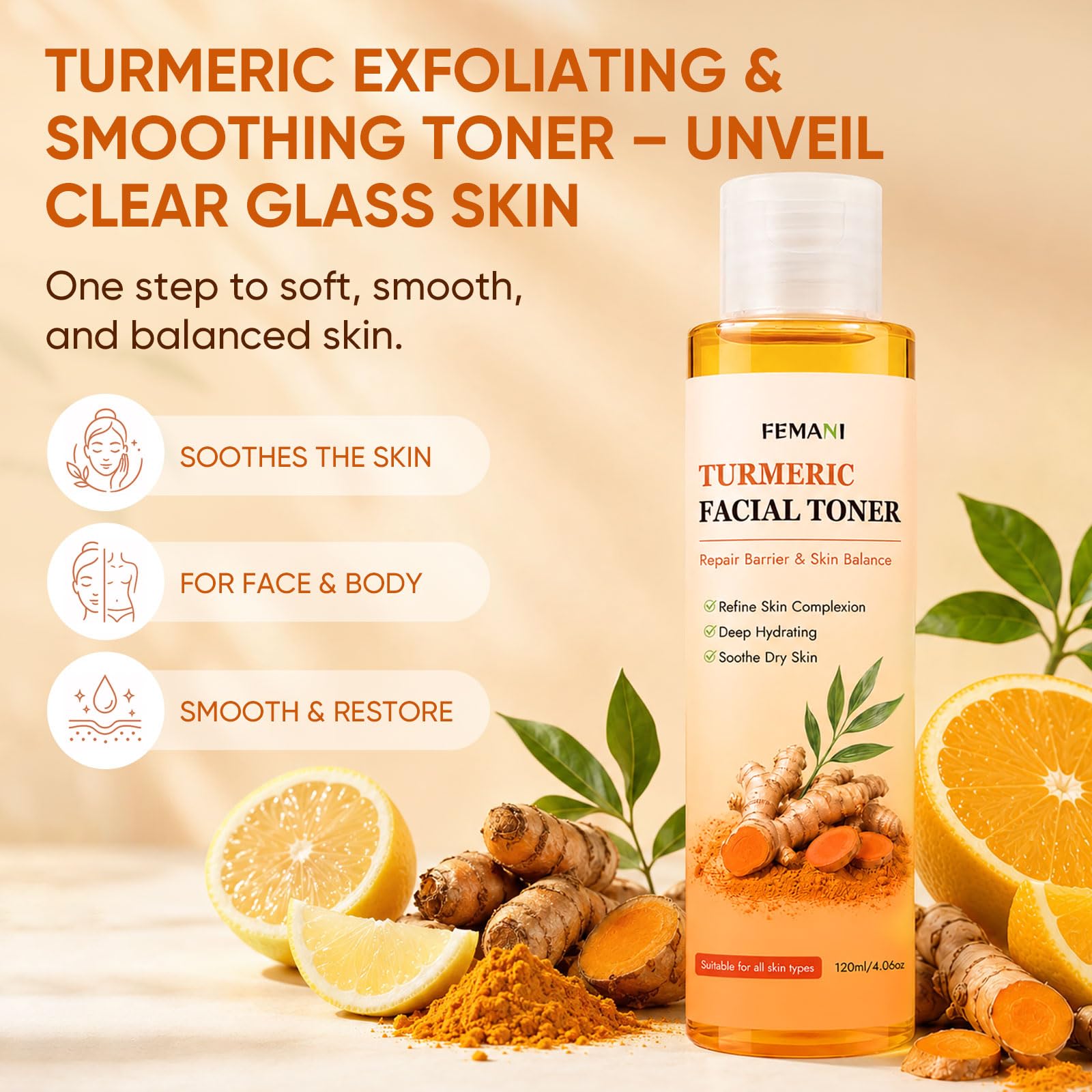 Turmeric Wash and Care 3 Pcs Set Turmeric Face Wash Toner - femani Official Product Imagery - 4