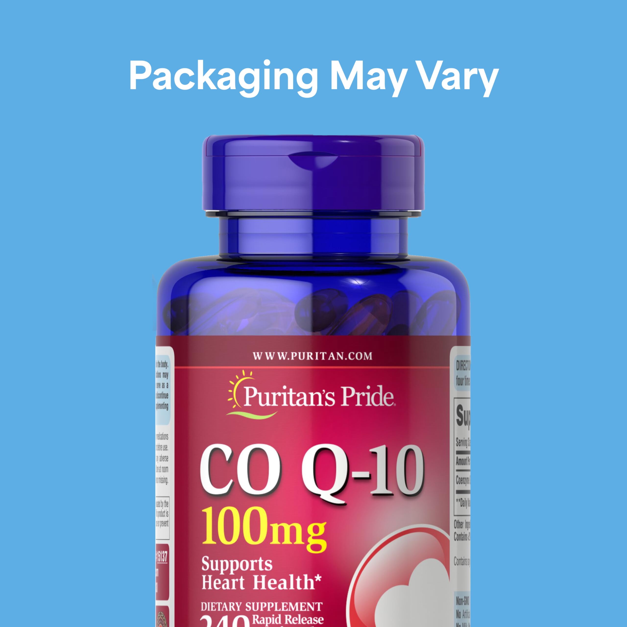 Puritan's Pride Coenzyme CoQ10 100mg, 240 Rapid Release Softgels - Puritan's Pride Official Product View 2