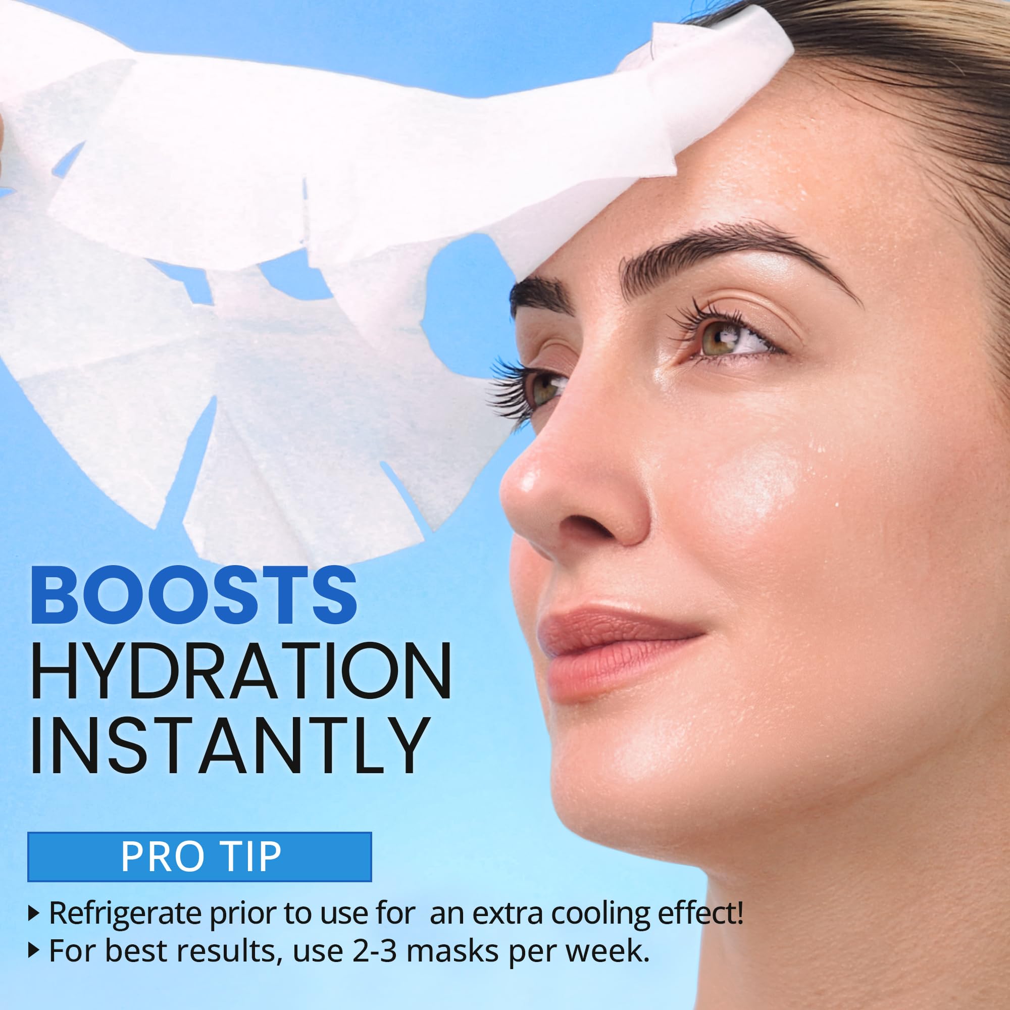 Ebanel 10-Pack Collagen Face Mask with Hyaluronic Acid, Vitamin - Ebanel