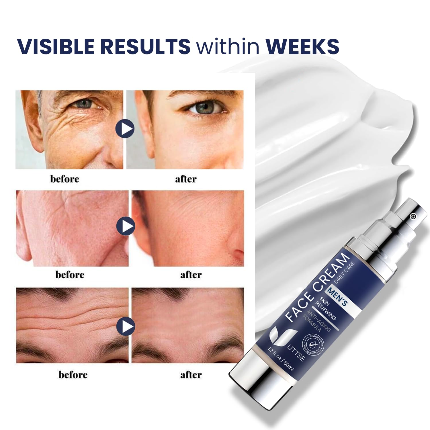 6 in 1 Face Cream for Men Anti Aging Wrinkle Cream for Men - Uttse Official Imagery - 6