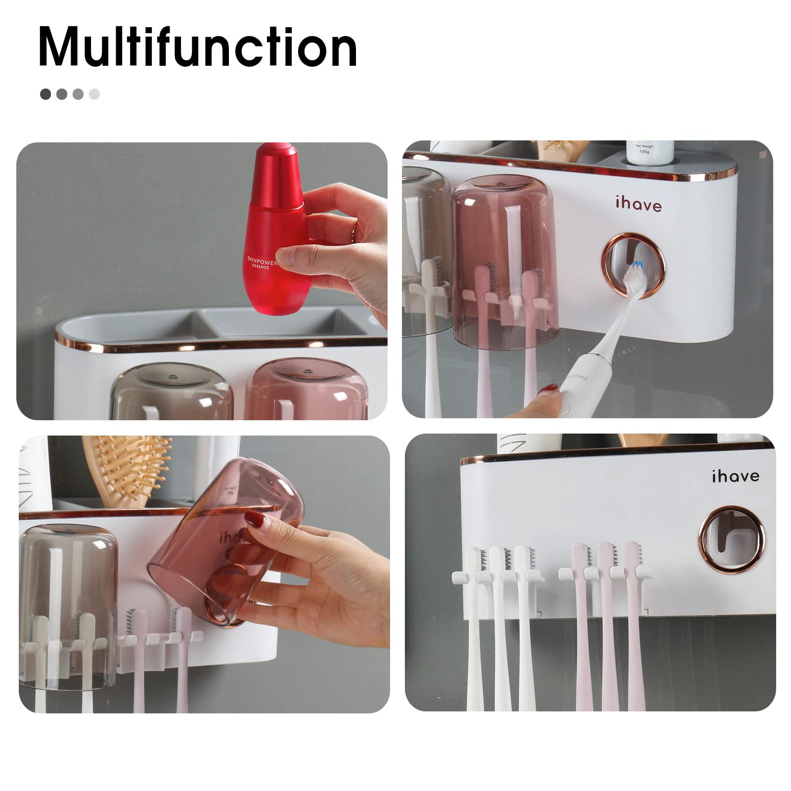 iHave Toothbrush Holders for Bathrooms Wall Mounted with Dispense - iHave Official Product View 7