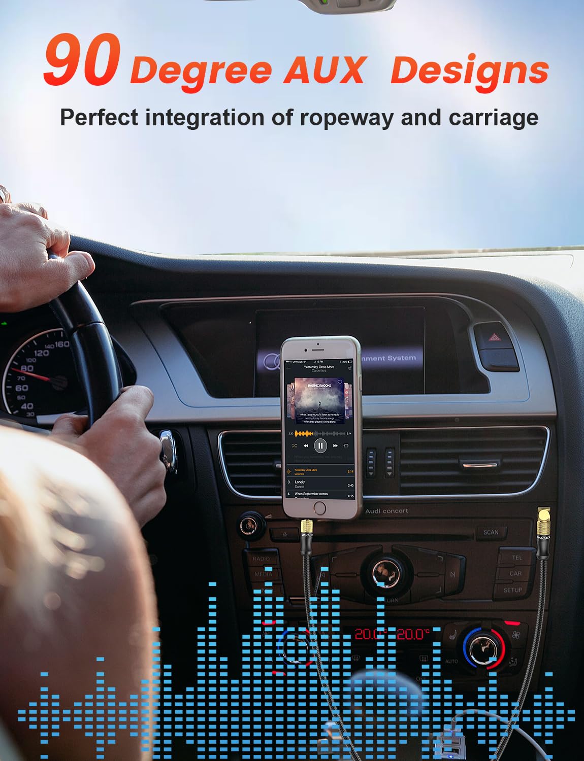 VANAUX Aux Cable for Car 90 Degree Right Angle Auxiliary Cable St by VANAUX - Angle View 3