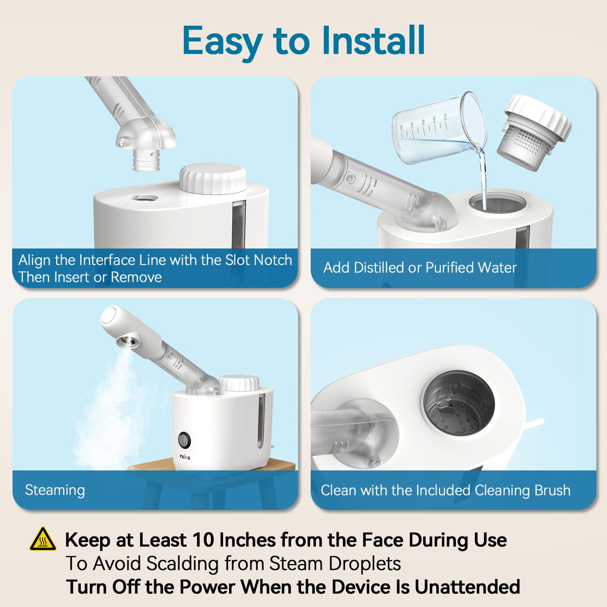 Facial Steamer Nano Ionic Face Steamer with 360 Rotating Arm - FULOG Official Imagery - 7