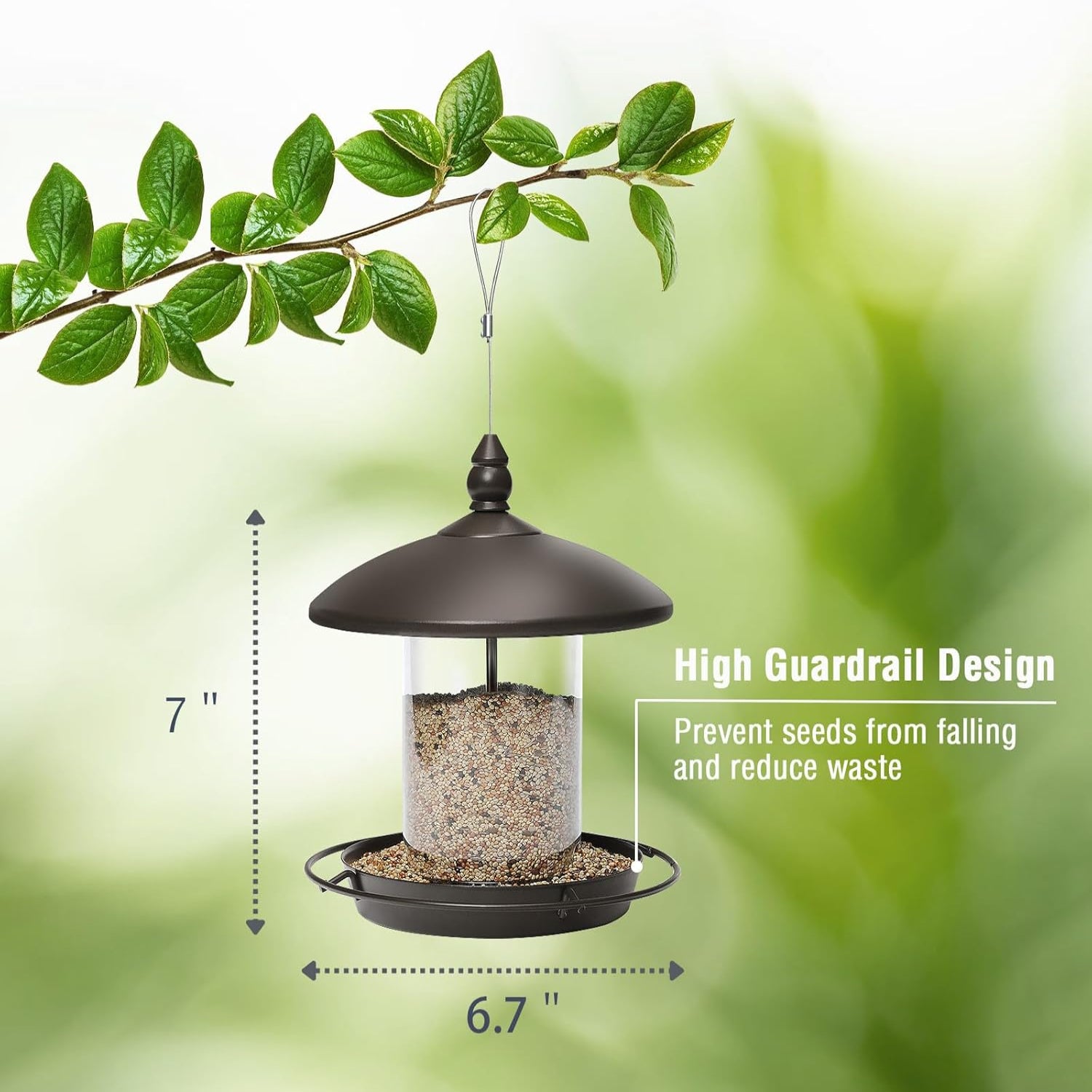 Bronze metal roof bird feeder by Youvip, chew-proof outdoor hanging feeder for wild bird seeds, durable and weather-resistant.