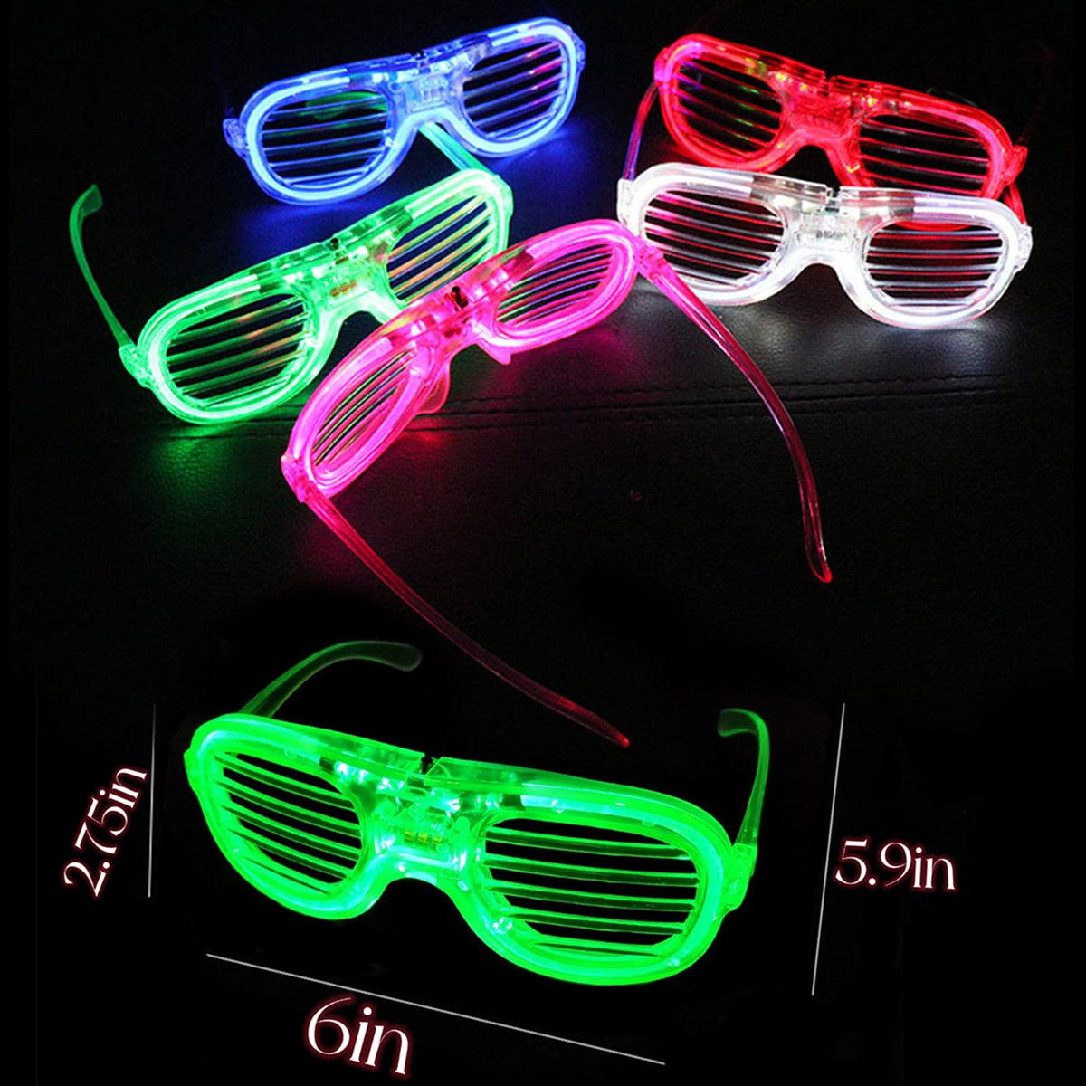 25 Packs LED Glasses 5 Neon Colors glow in the dark party - FathiSooc Official Imagery - 4