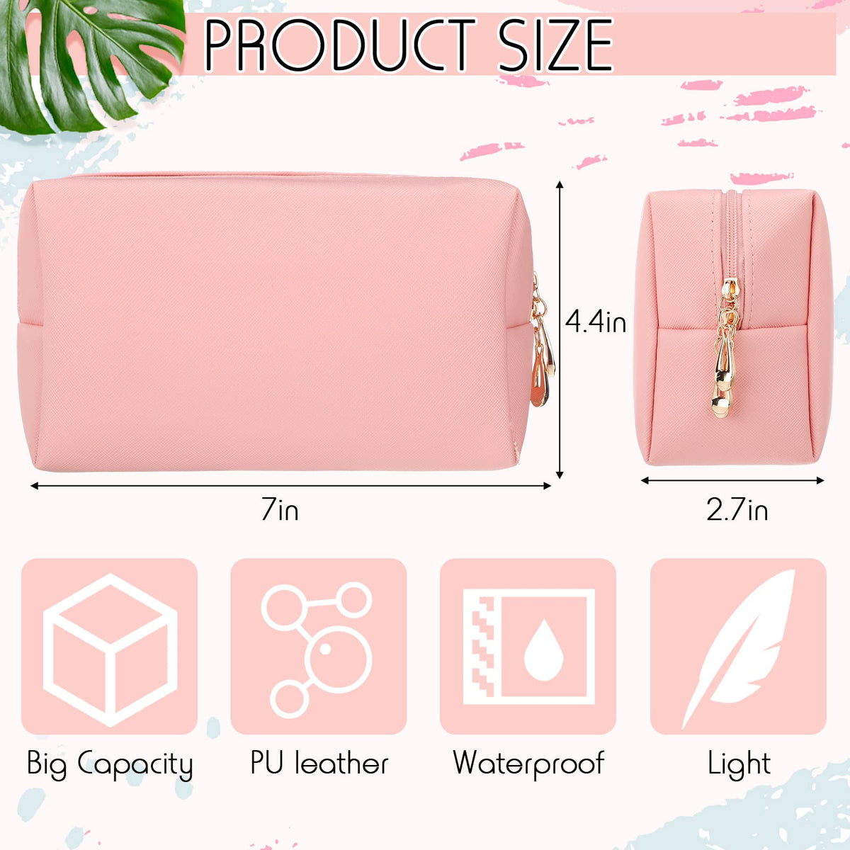 Jexine 6 Pcs Small Preppy Makeup Bag Leather Zipper Cosmetic - Jexine Official Imagery - 4
