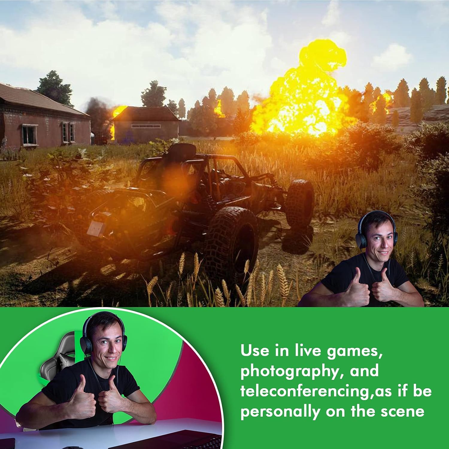 Aiuca portable green screen chair with 57-inch green backdrop and stand for photography or video production.