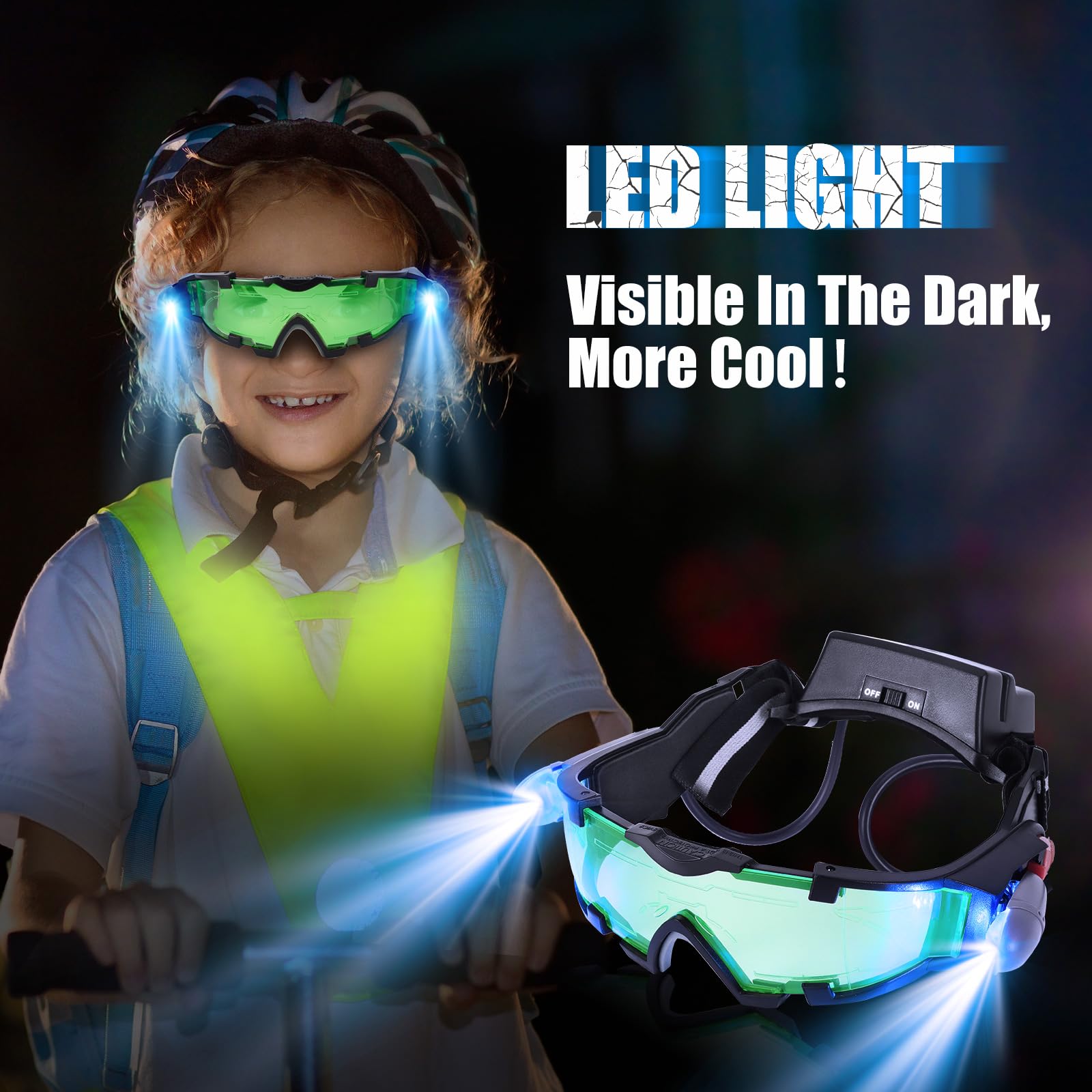 ALLOMN Spy Night Vision Goggles with Flip-Out, Adjustable Kids LED Night Green L - ALLOMN Official Product View 5