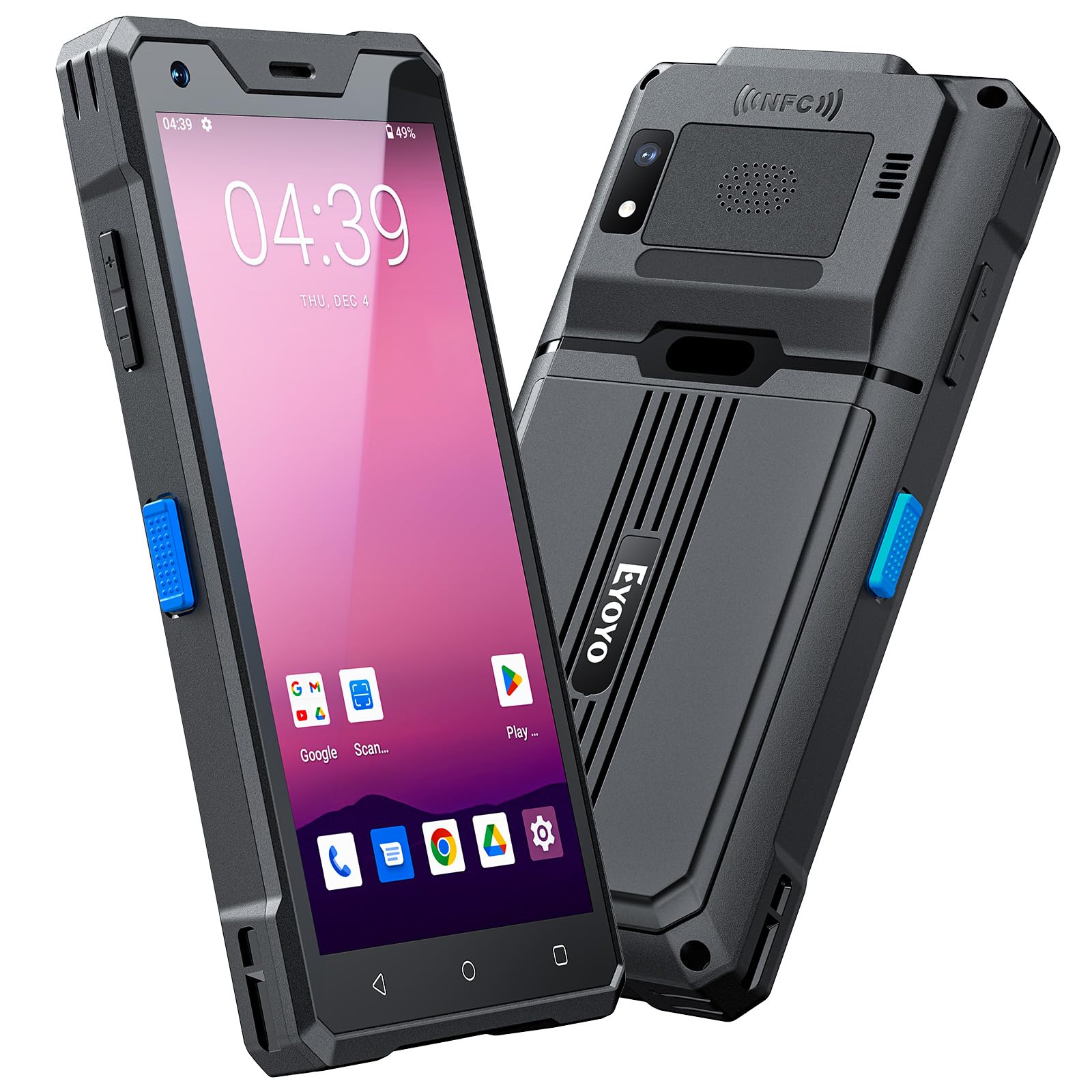 Eyoyo wireless Android barcode scanner handheld device with 1D and 2D barcode reading capabilities, used as a mobile computer PDA.
