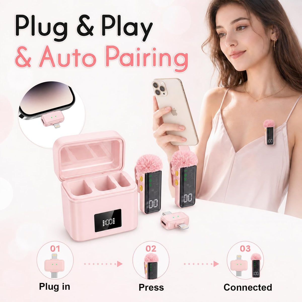 2 Mini Wireless Microphones for iPhone Android AI Noise - SHUMAVA Official Imagery - 4