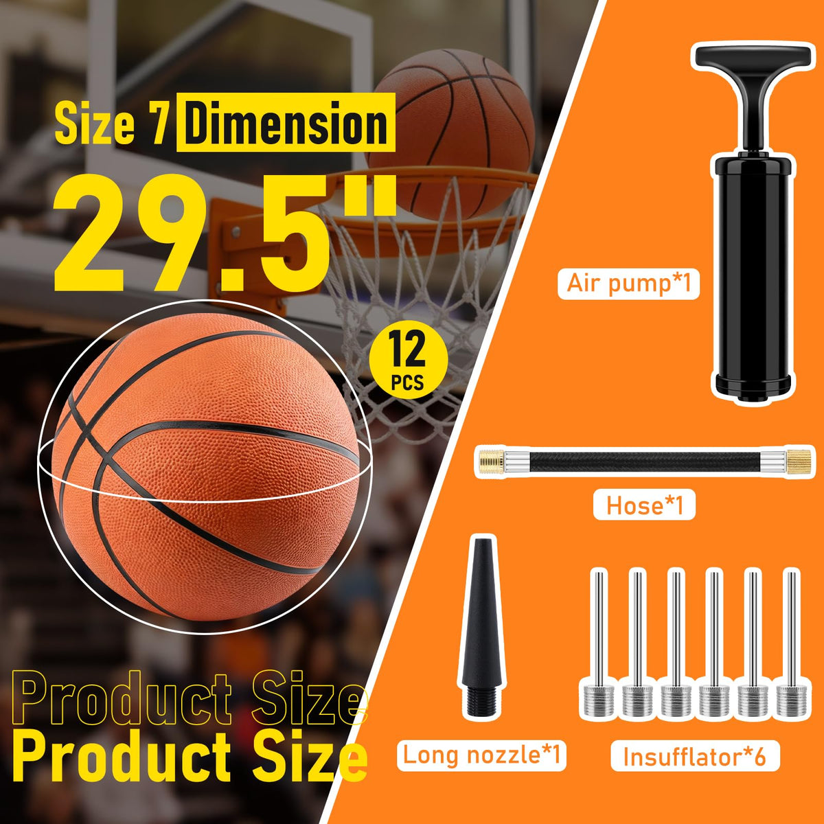 12 Pack Bulk Basketballs Official Outdoor Indoor for Men - SIKEMAY Official Imagery - 3