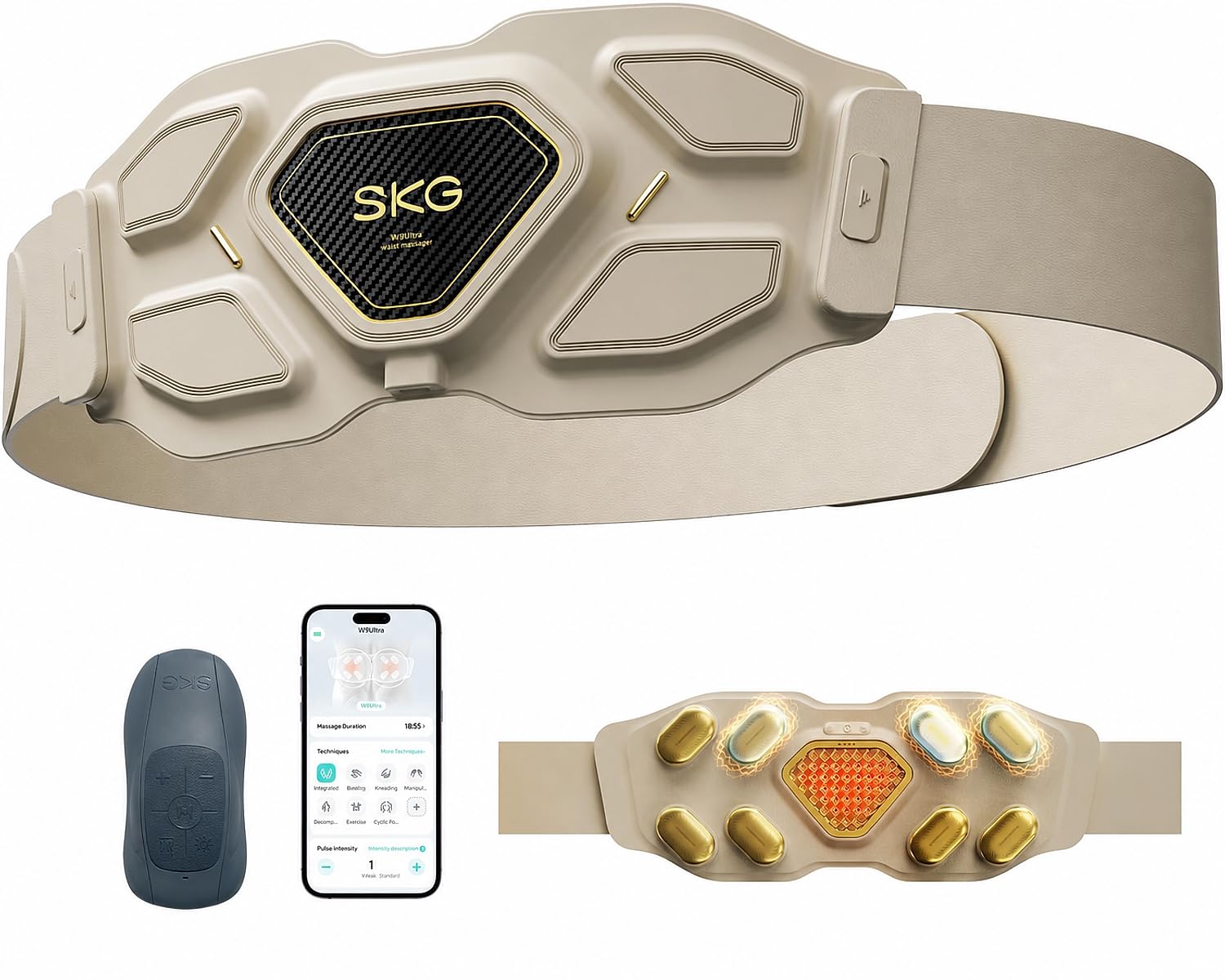 SKG W9 Ultra FSA 2.0 Lower Back Massager for Strain Relief Deep - Product Imagery