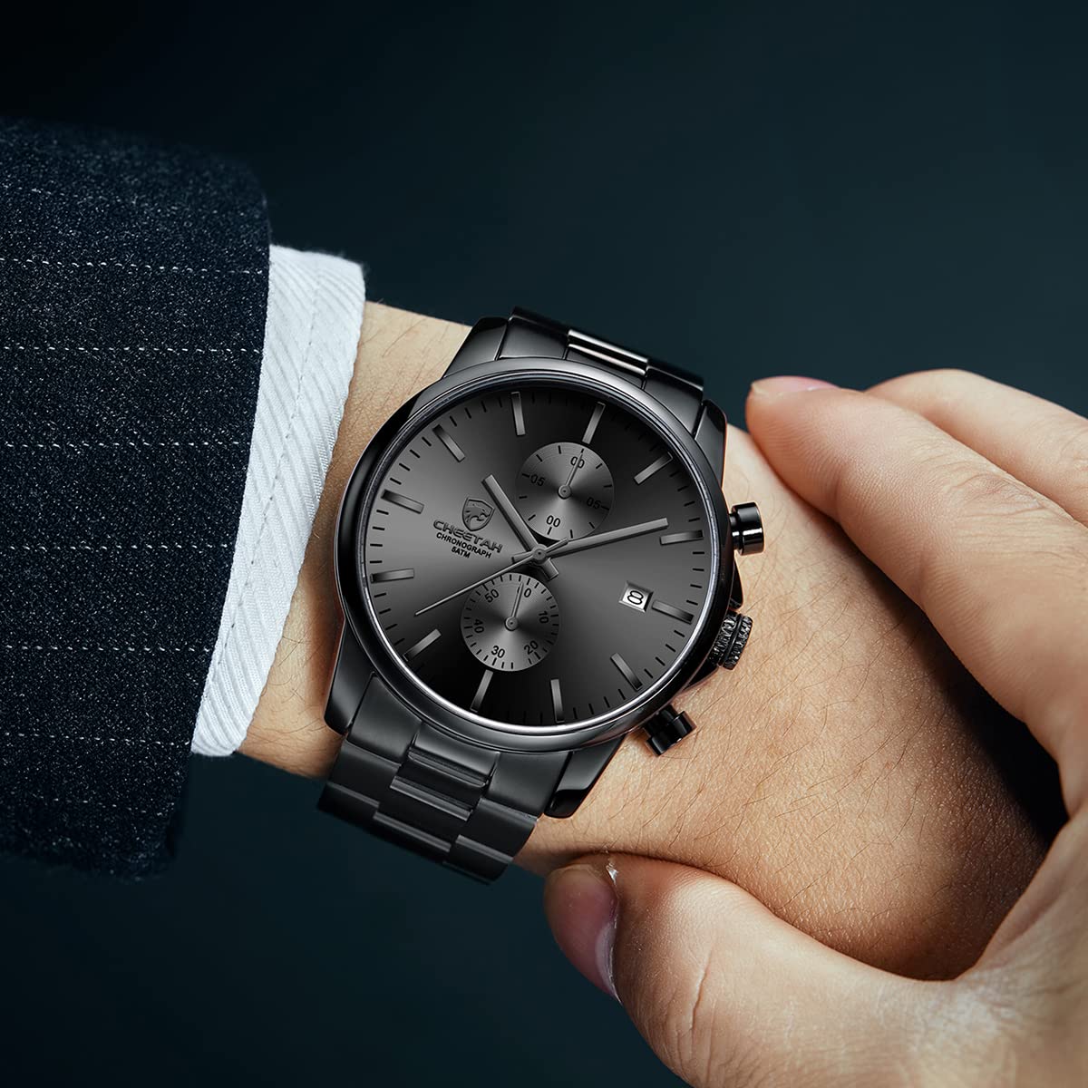 GOLDEN HOUR Fashion Business Mens Watches with Stainless Steel Waterpr - View 5