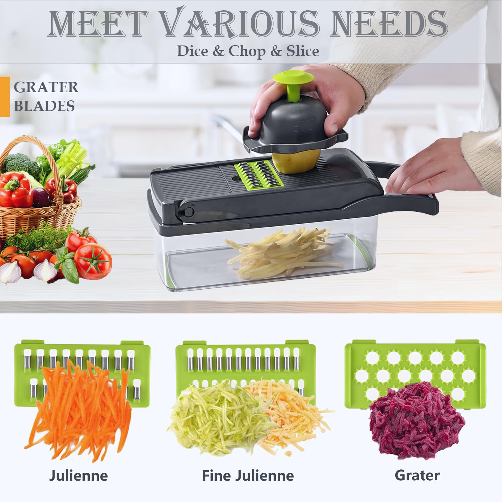 Dewpeton Vegetable Chopper Dicer with Container | Cheese Grater M by Dewpeton - Angle View 3