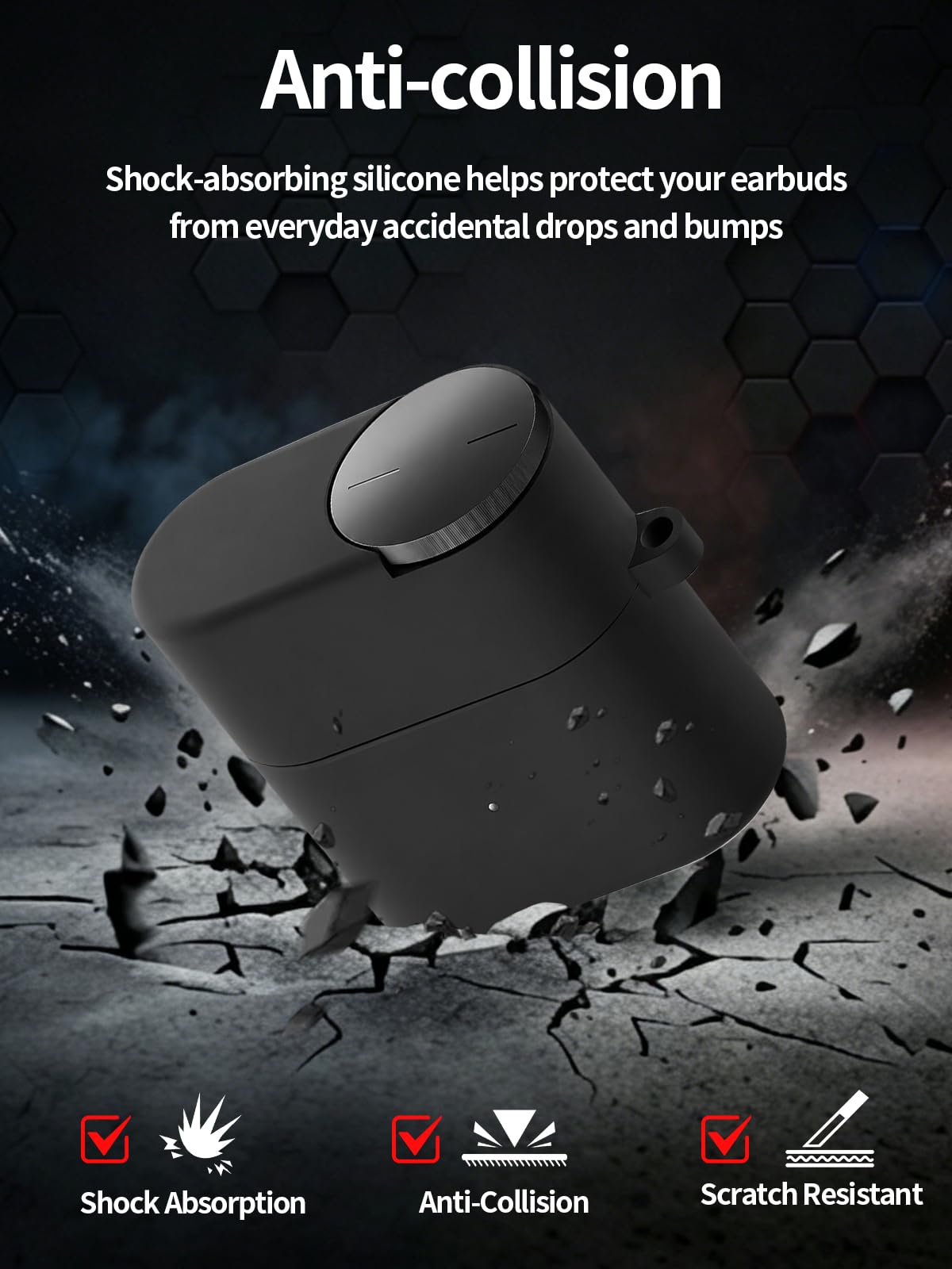 UYRUREL Silicone Case Compatible with CMF Clip Pro Earphones, Black.
