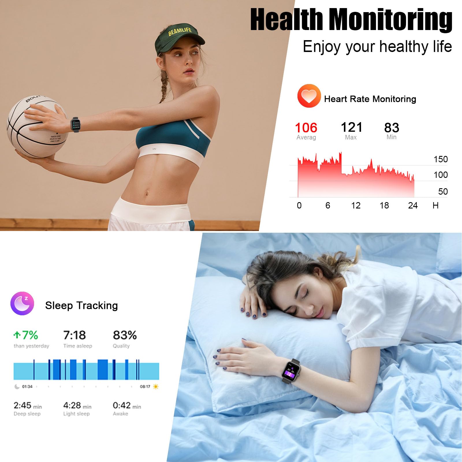 Coucur 2026 Smart Watch for Men Women  , 1.96" HD Fitness Tracker Runn - View 4