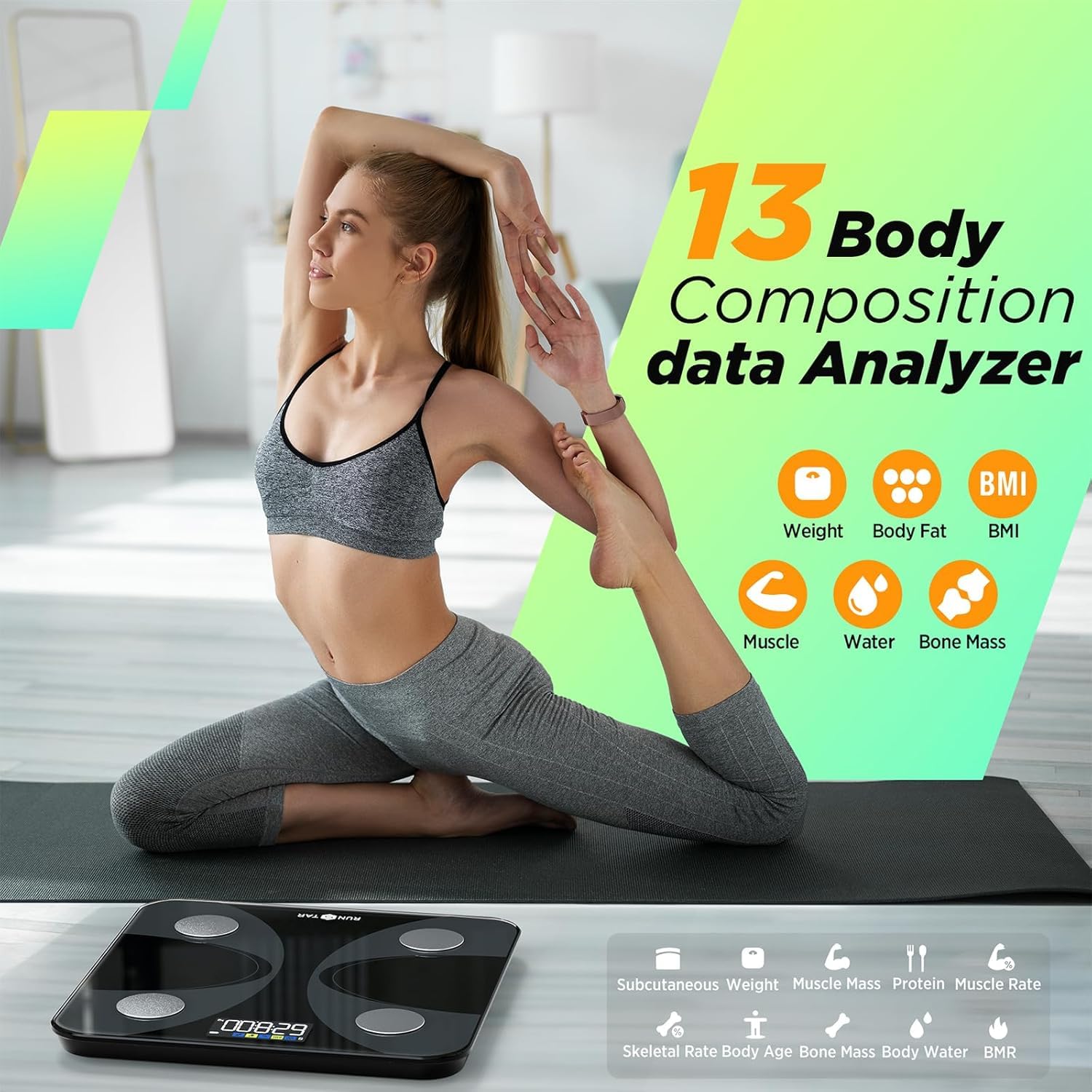 Scale for Body Weight and Fat Percentage, RunSTAR Digital Accurate Bathroom Smar - runstar Official Product View 4
