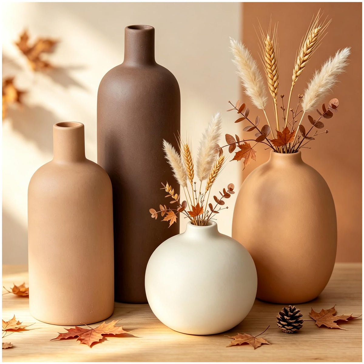 Upgraded Ceramic Vases Set for Home Decor 4 Piece Modern - EGBULL Official Imagery - 1