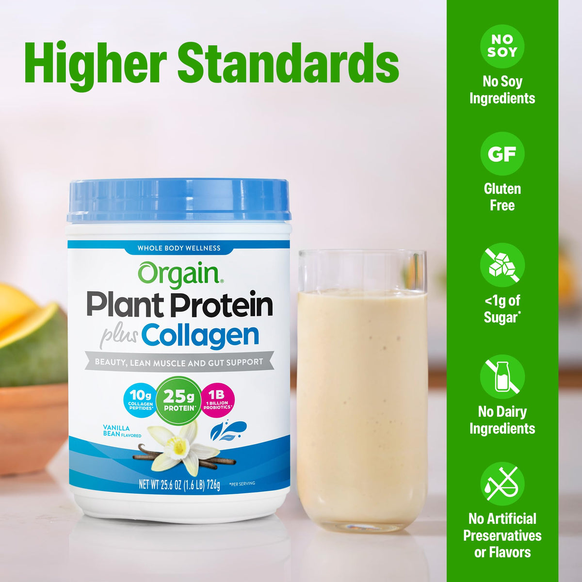 Orgain Organic 25g Protein 10g Collagen Powder Vanilla Bean - Orgain Official Imagery - 4