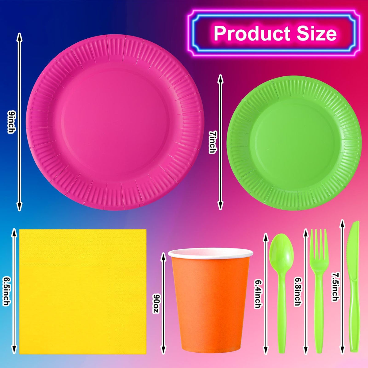 Tioncy 350 Pcs Neon Glow Party Supplies Serves 50 Including - Tioncy Official Imagery - 3