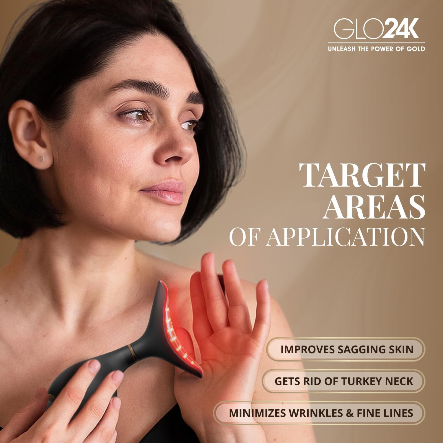 GLO24K LED Face Massager and Neck Wand - GLO24K UNLEASH THE POWER OF GOLD