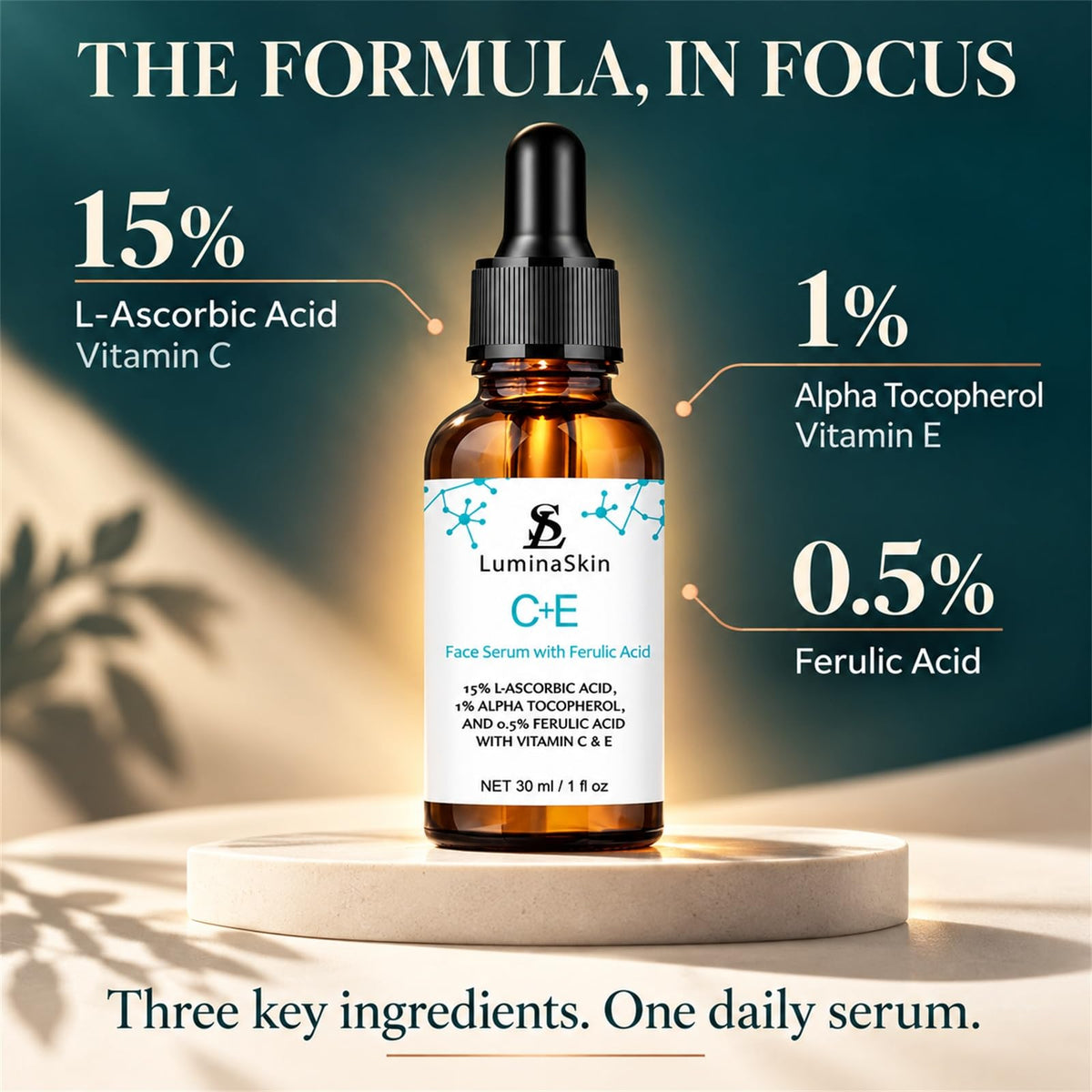 Vitamin C Face Serum Vitamin CE Serum with Ferulic Acid for - LuminaSkin Official Imagery - 5