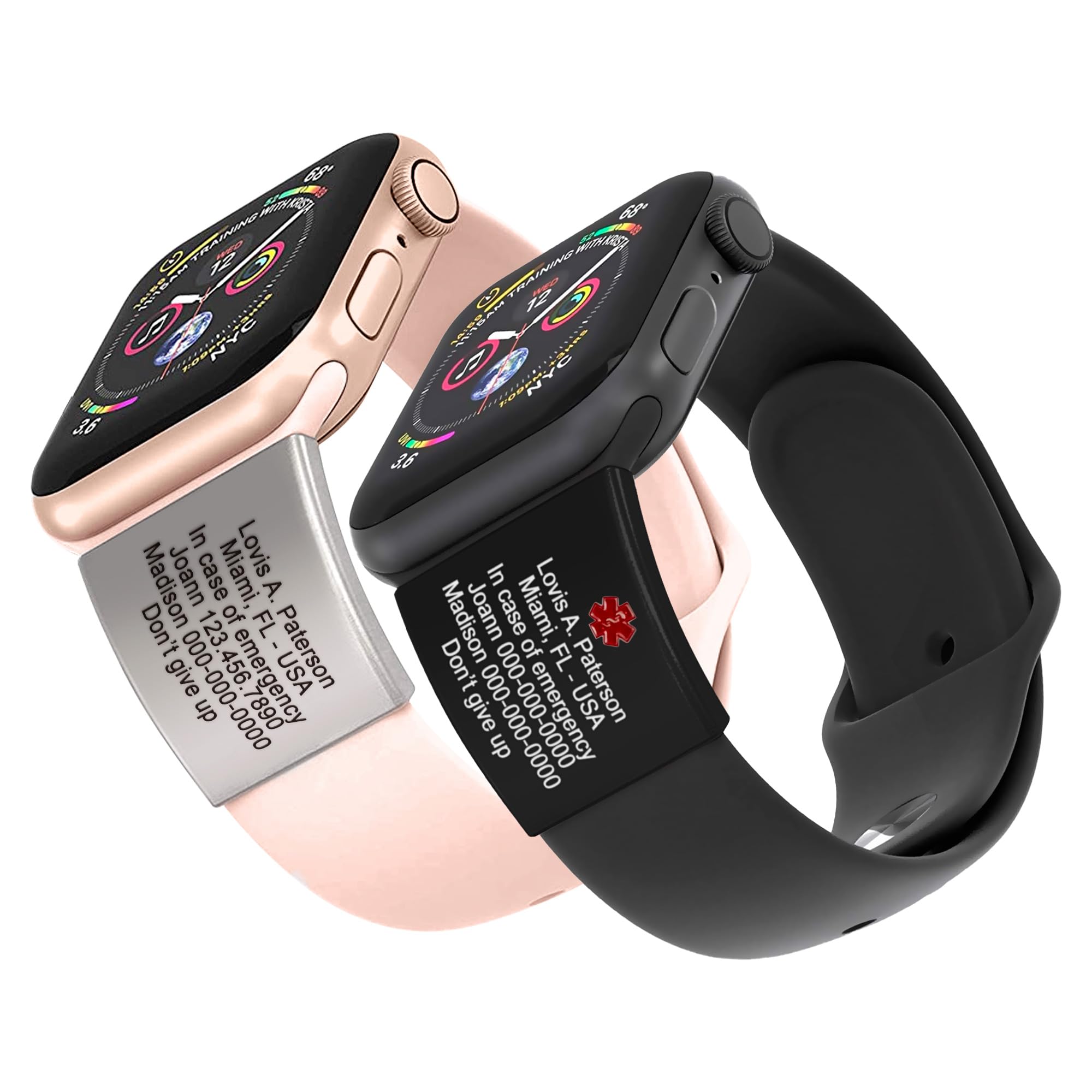MIA·MIA Alert ID Tag for Watch Band, Laser Engraved Apple Watch Safety - View 1