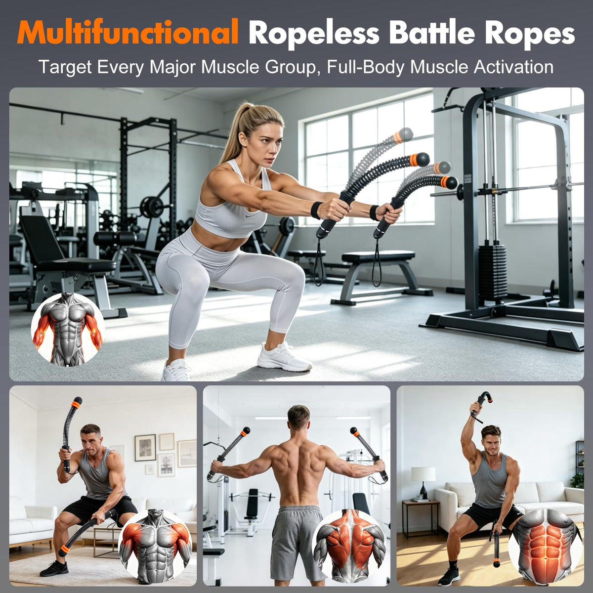 Adjustable Weighted Cordless Battle Ropes for Home Gym HIIT - STARIFC Official Imagery - 5