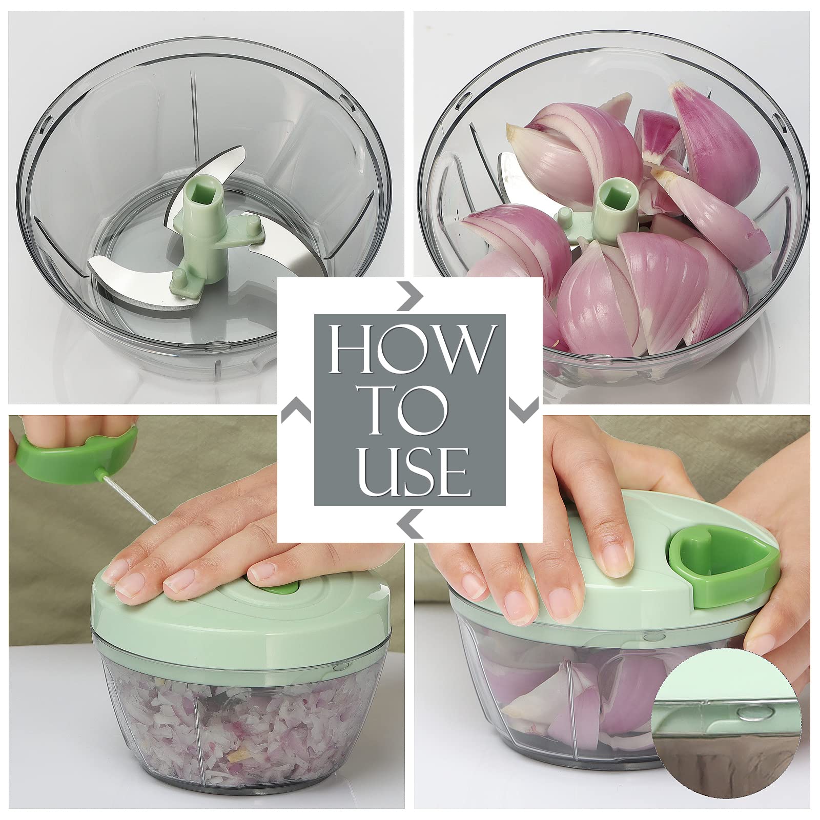 Ourokhome Manual Food Processor Vegetable Chopper, Portable Hand - Ourokhome Official Product View 6