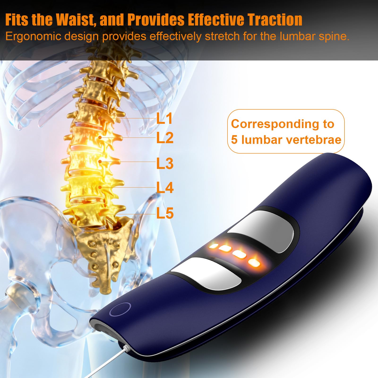 DRwiik Lower Back Massager with Traction,Heat,Electrotherapy and Vibration