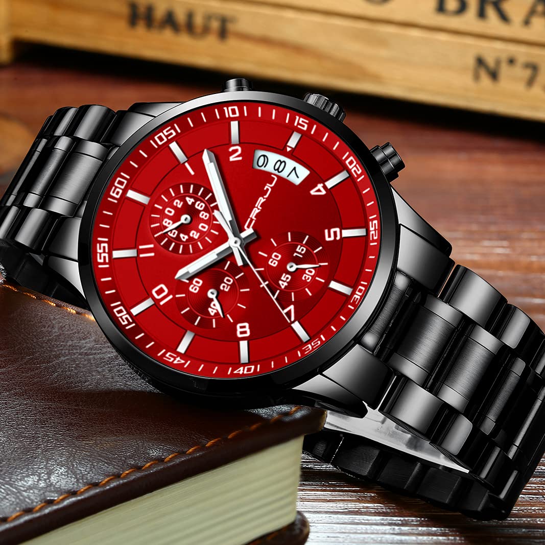 CRRJU Men's Fashion Stainless Steel Watches Date Waterproof Chronograp - View 5
