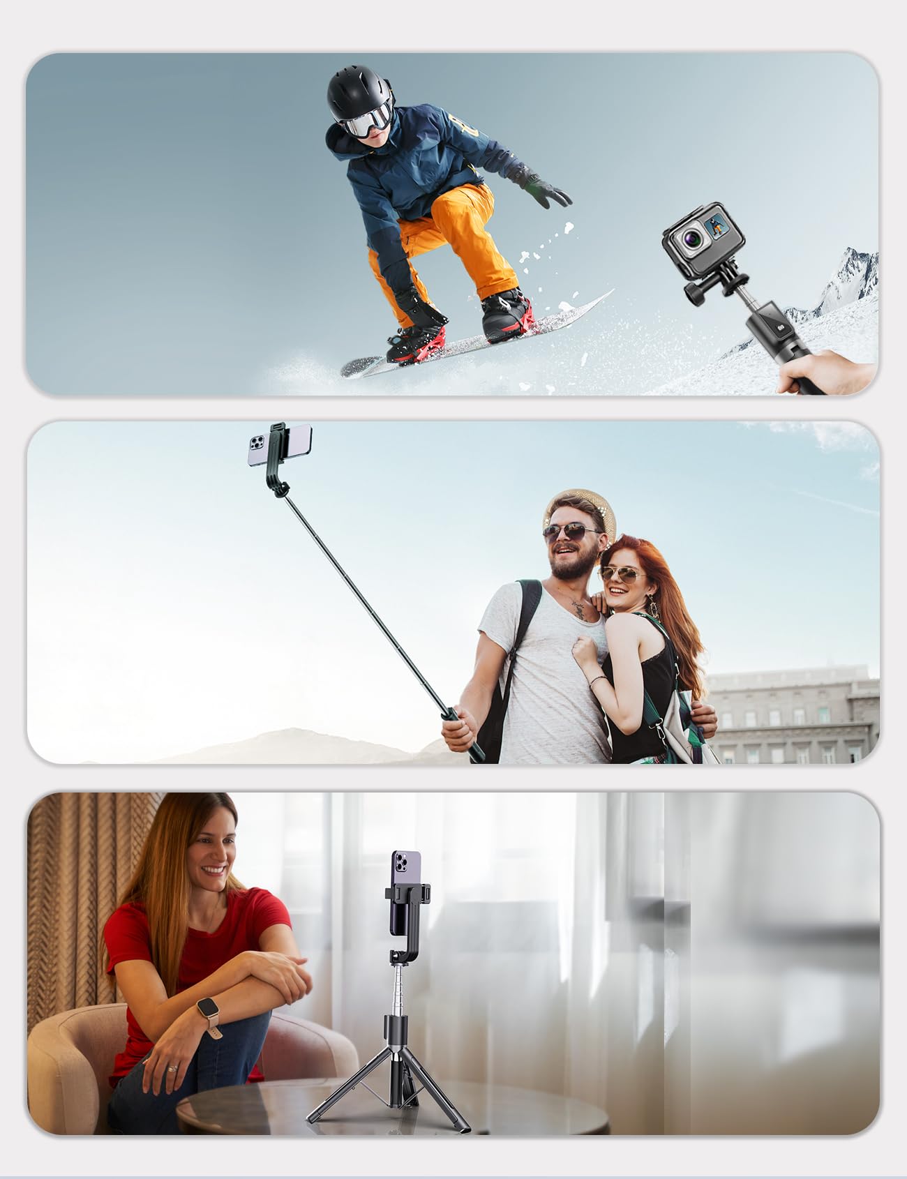 ANXRE Travel Selfie Stick Tripod with Fill Light＆Wireless Detacha by ANXRE - Angle View 7