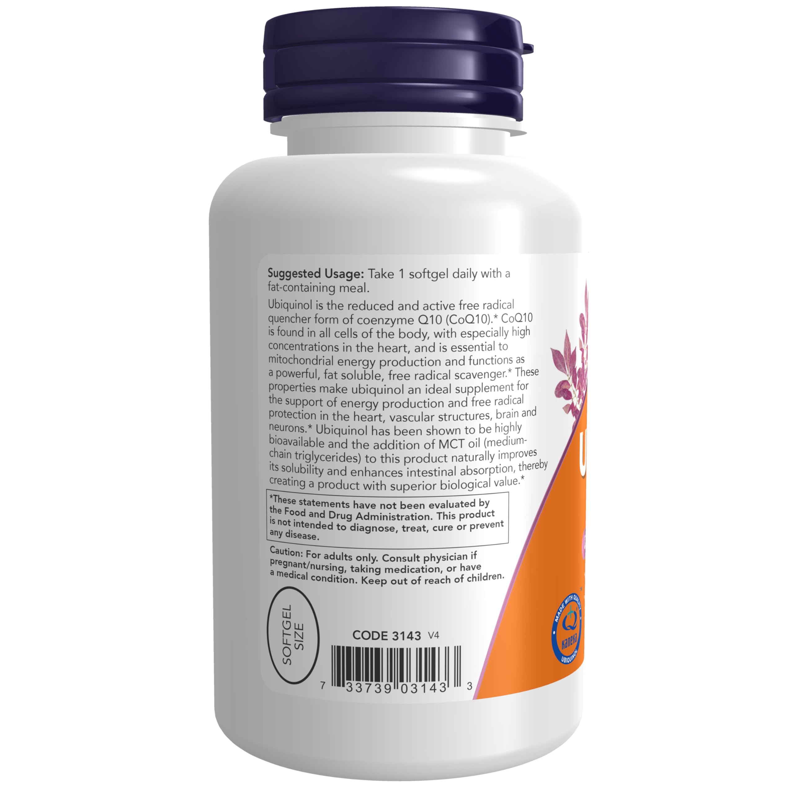 NOW Supplements, Ubiquinol 100 mg, High Bioavailability  , 120 So - NOW Official Product View 3