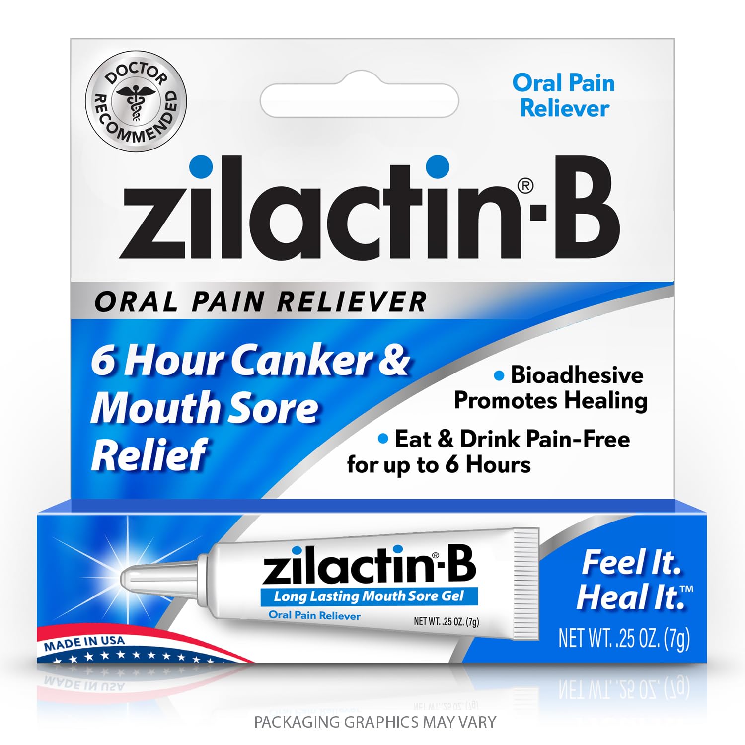 Zilactin B Fast Acting Canker Sore Treatment Gel 0.25 Oz, Pack of 1