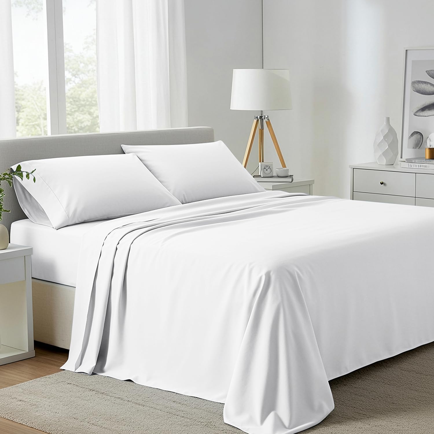 Carressa Linen 100% Egyptian Cotton King Size Sheets Set - 800 - Product Imagery