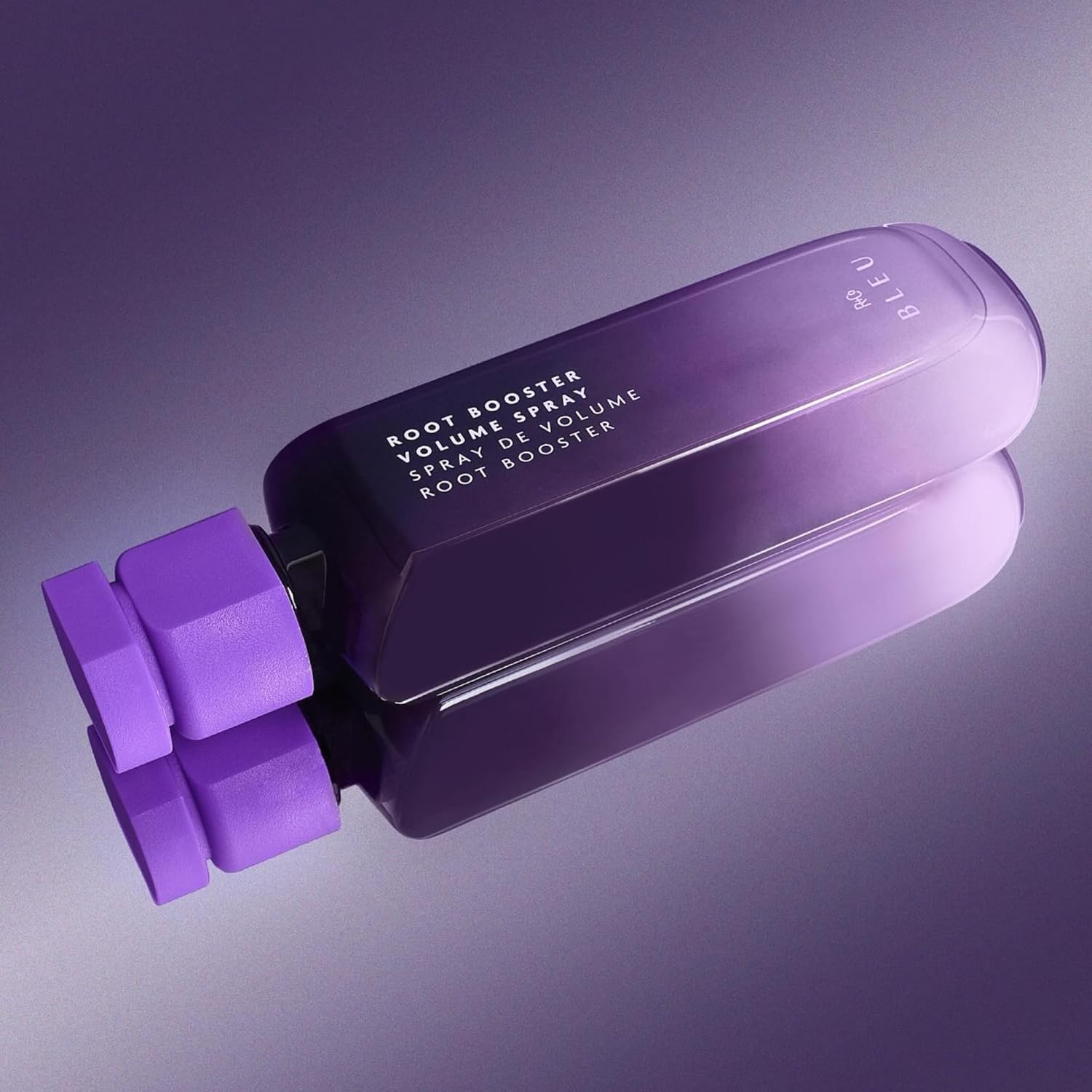 Elefair R+Co BLEU Root Booster Volume Spray for fine hair, showing the aerosol can with branding and product details.