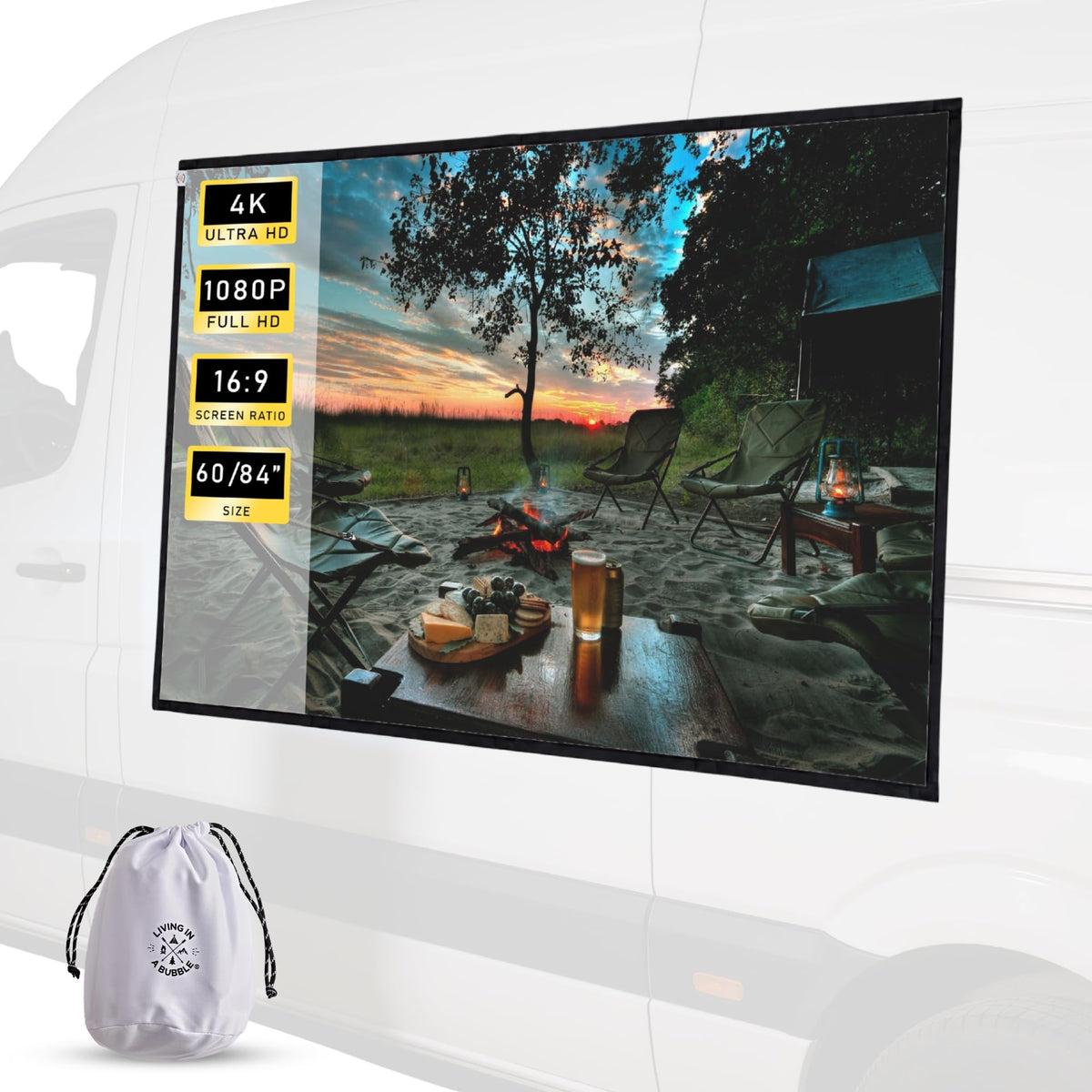 Magnetic Outdoor Projector Screen - Living in a Bubble Official Imagery - 1
