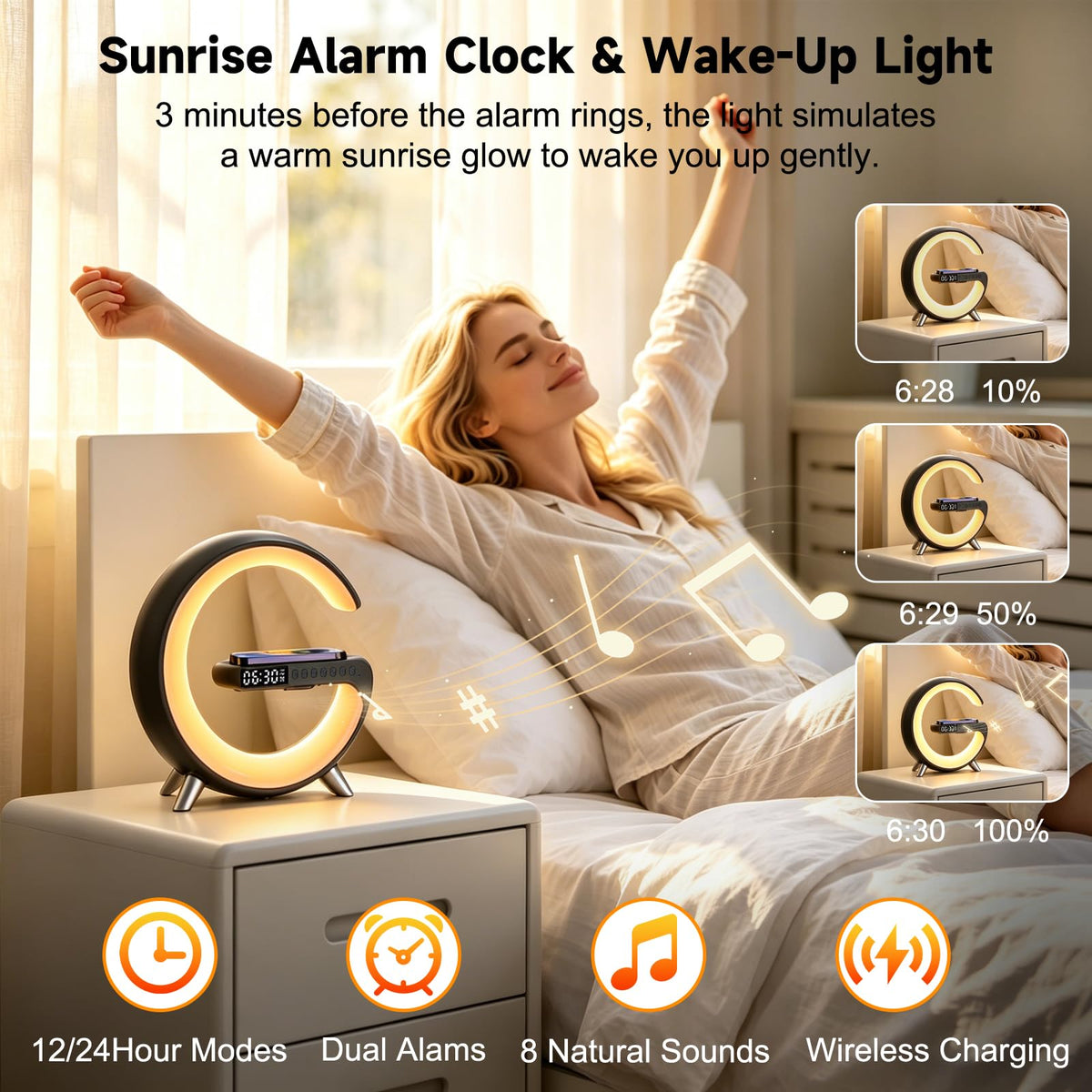 4 In 1 Smart LED Table Lamp Alarm Clock Bluetooth Speaker - WEKEFON Official Imagery - 5