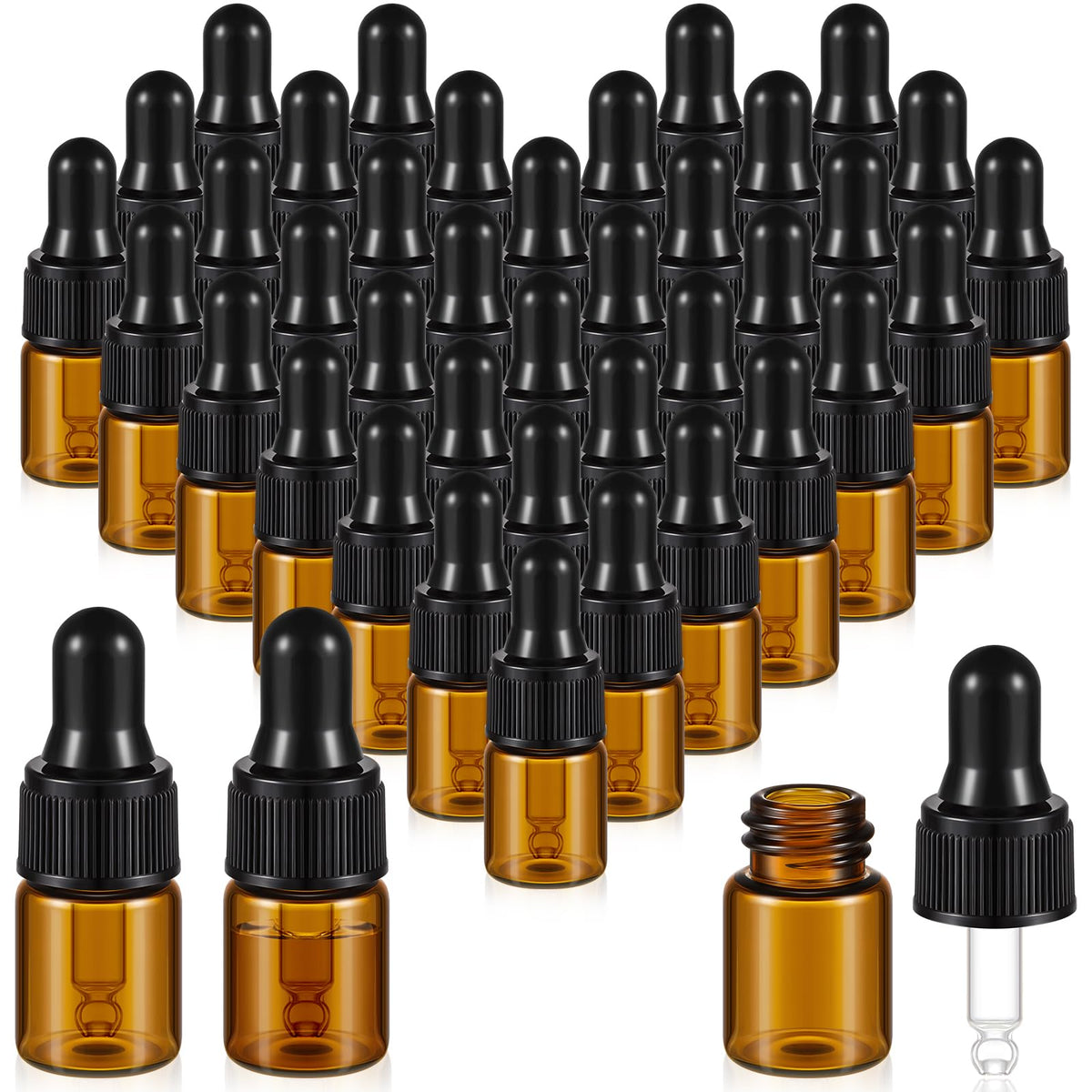 Didaey 200 Pcs Mini Glass Oil Dropper Bottle 2 ml Golden - Didaey Official Imagery - 2