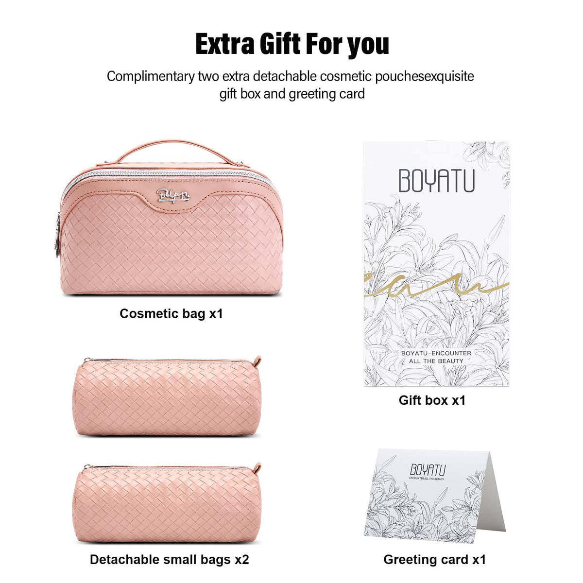 BOYATU Travel Makeup Bag Cosmetic Bags for Women 3 Pcs Set - BOYATU Official Imagery - 7