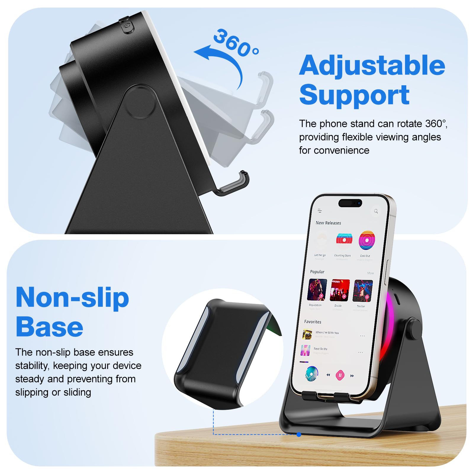 TARKARI Wireless Induction Speaker, 5 in 1 Bluetooth Speaker, 360 by TARKARI - Angle View 6