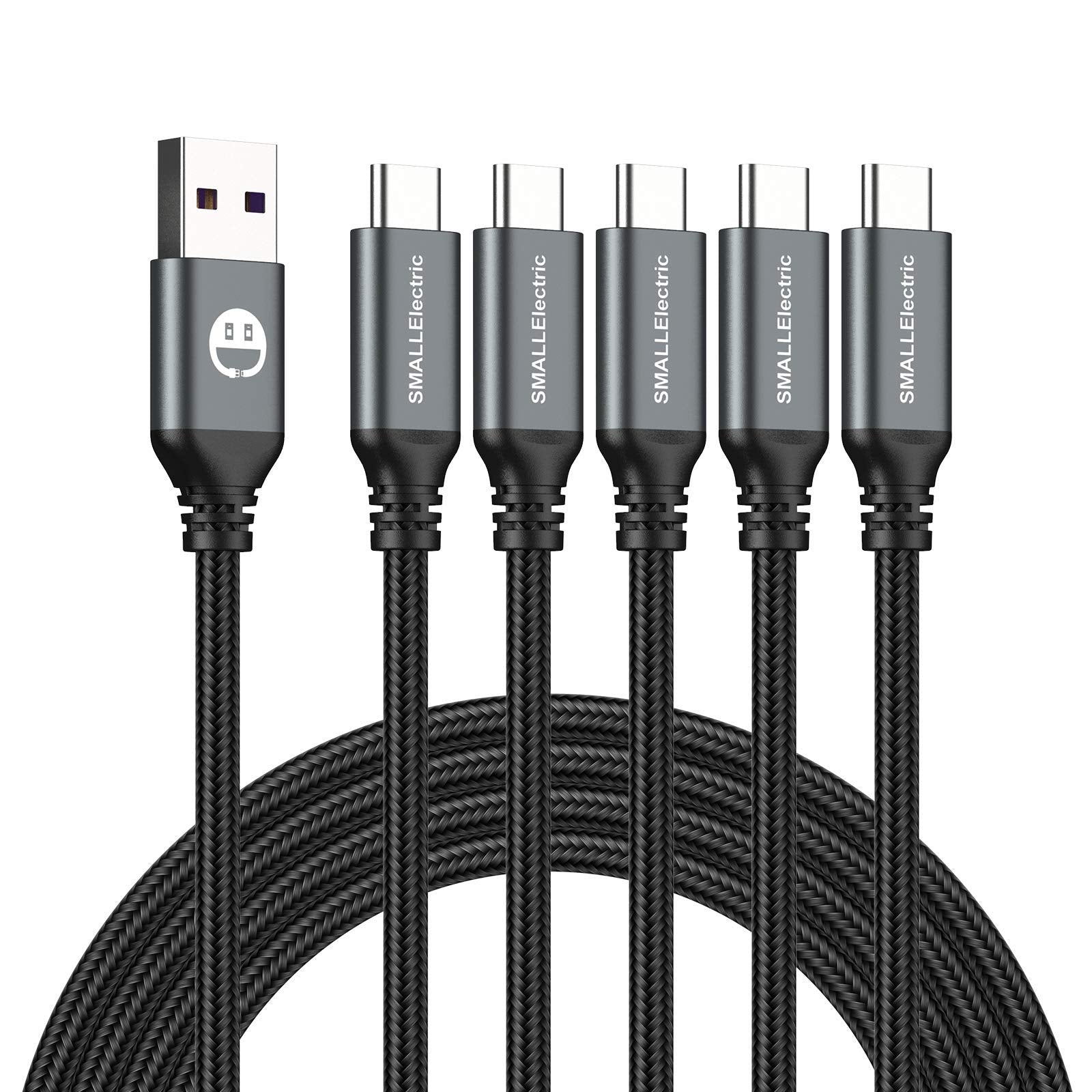 SMALLElectric USB C Cable 5 Pack 6FT, USB A to Type C Fast Charge by SMALLElectric - Angle View 1