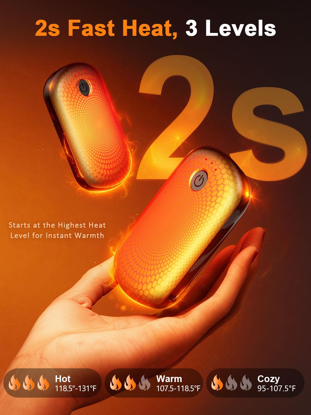 Fovendi Pocket Size Hand Warmers Rechargeable 2 Pack, 6000mAh Electric - View 3