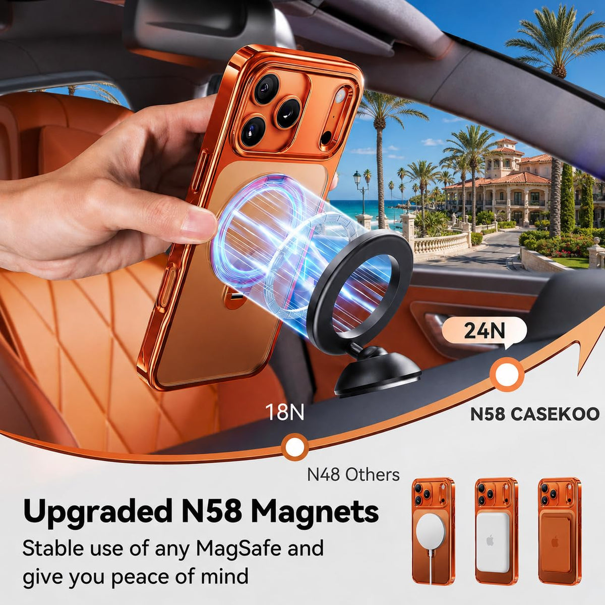 CASEKOO Glossy Orange 360 Spin Magnetic Stand for iPhone 17 - CASEKOO Official Imagery - 7