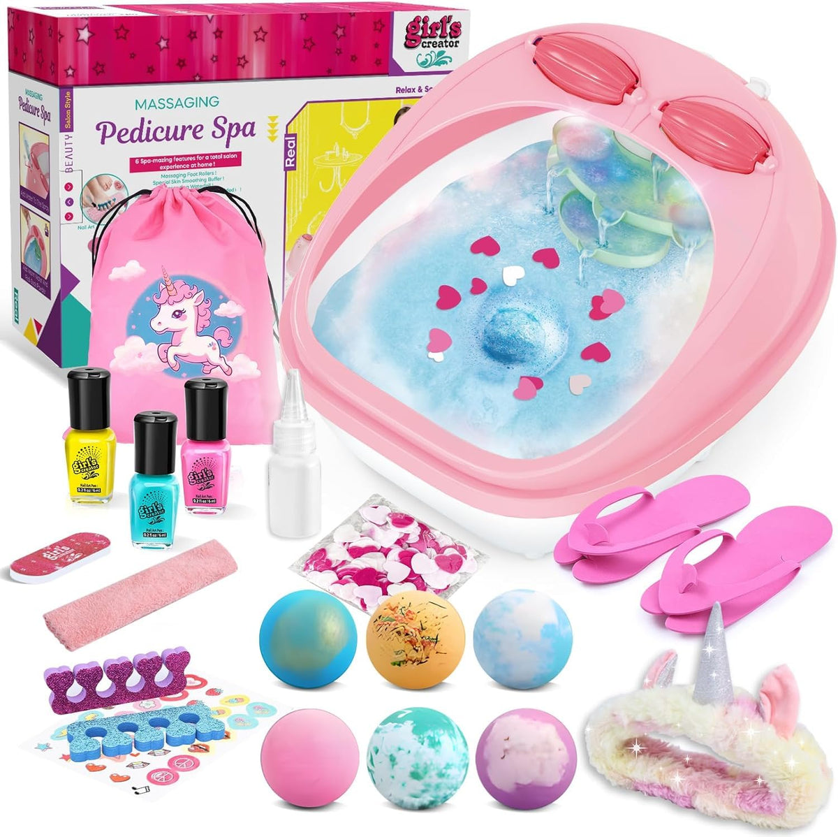 Kids Foot Spa Kit for Girls Ages 6 12 Nail Art Set Birthday - Yoloflix Official Imagery - 2