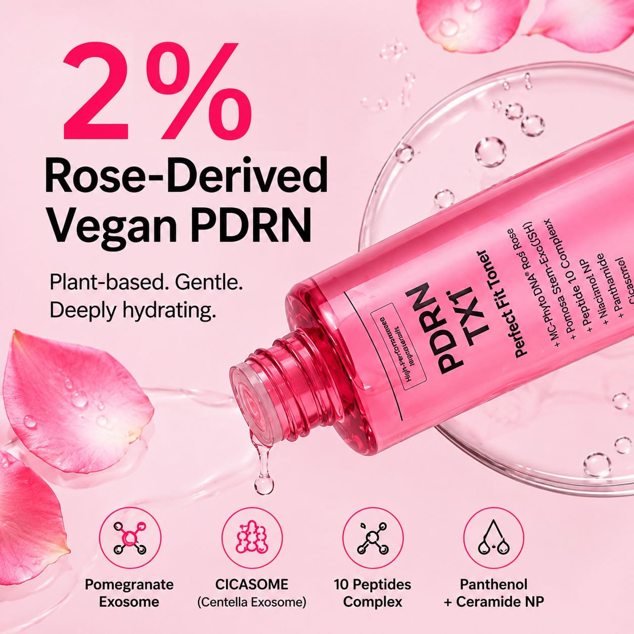 PRETTYSKIN Vegan Rose PDRN 2% Facial Toner 6.93 fl - PRETTYSKIN