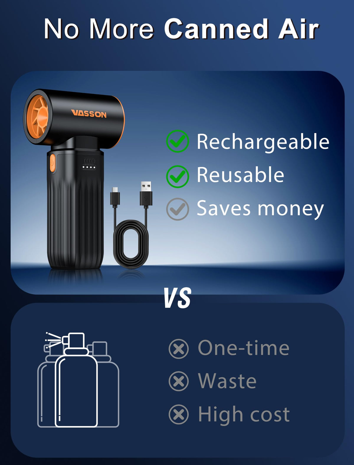 VASSON Compressed Air Duster 260000RPM Cordless Ultra 3 - VASSON Official Imagery - 8