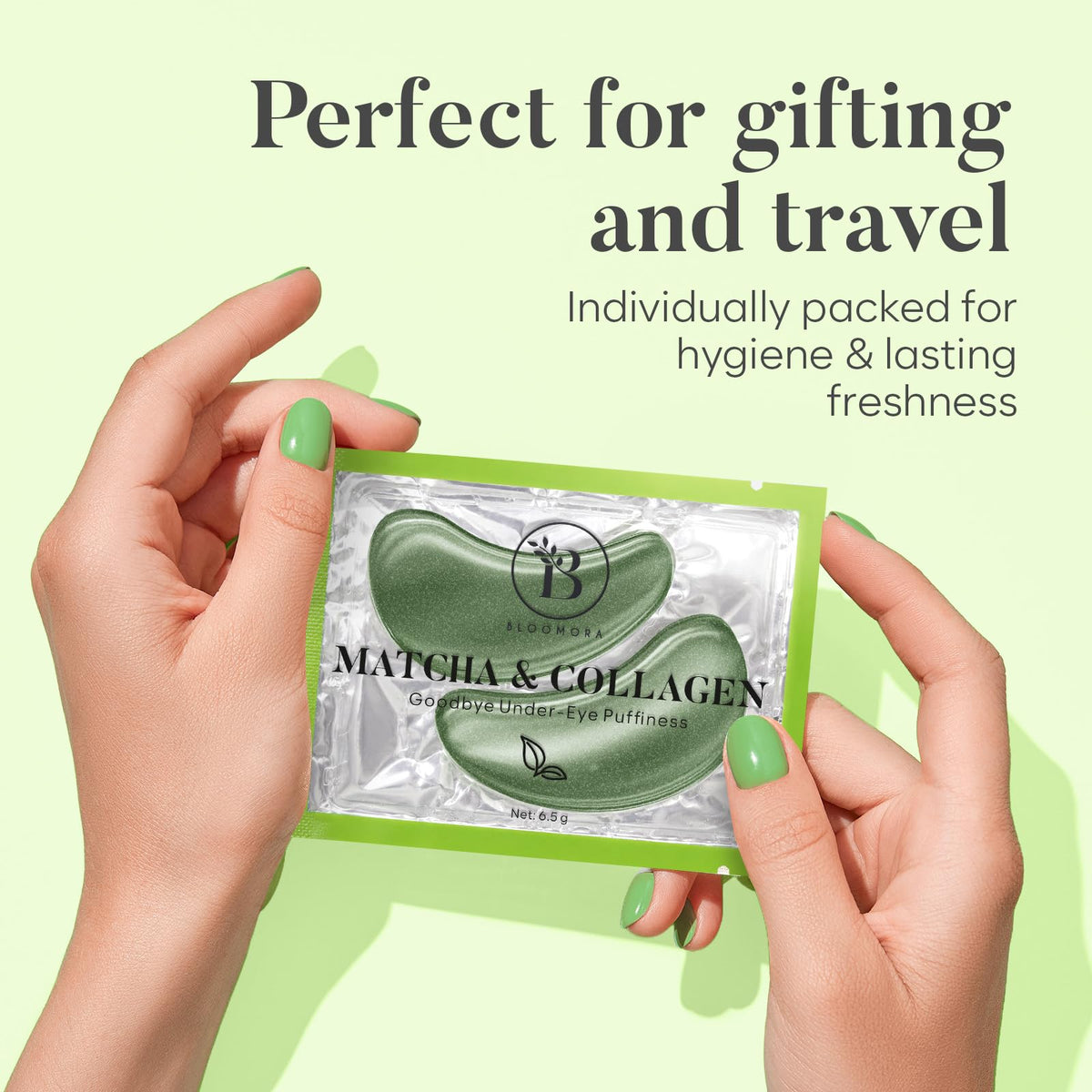 BLOOMORA Matcha Collagen Under Eye Patches - BLOOMORA Official Product Imagery - 8