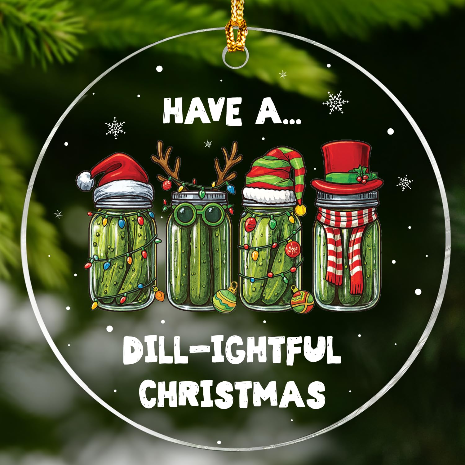 Funny Pickle Ornament 2026 - Have A Dillightful New Year Gift - Product Imagery